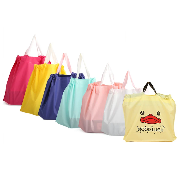 Custom made cheap plastic tote bags clothing shopping reusable plastic shrink bag