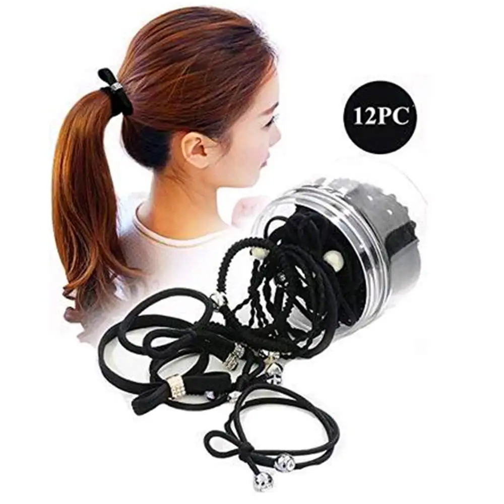 12Pcs Girls Women Pearls lucky Bowknot Flower Hair Accessories Elastic Hair Ties Hair Ropes Fashion Headbands Ponytail Holders