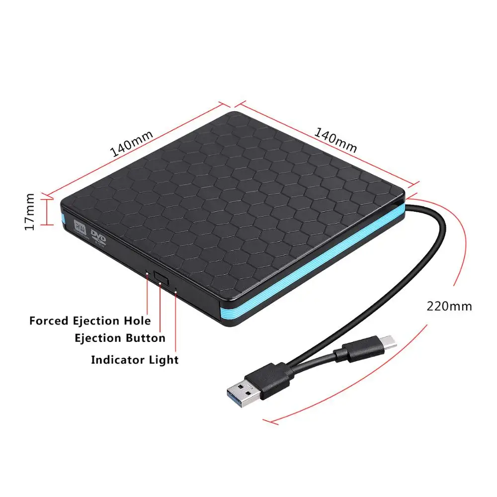  DVD-драйвер CD-диск внешний CD-привод с USB 3 0 и Type-C для