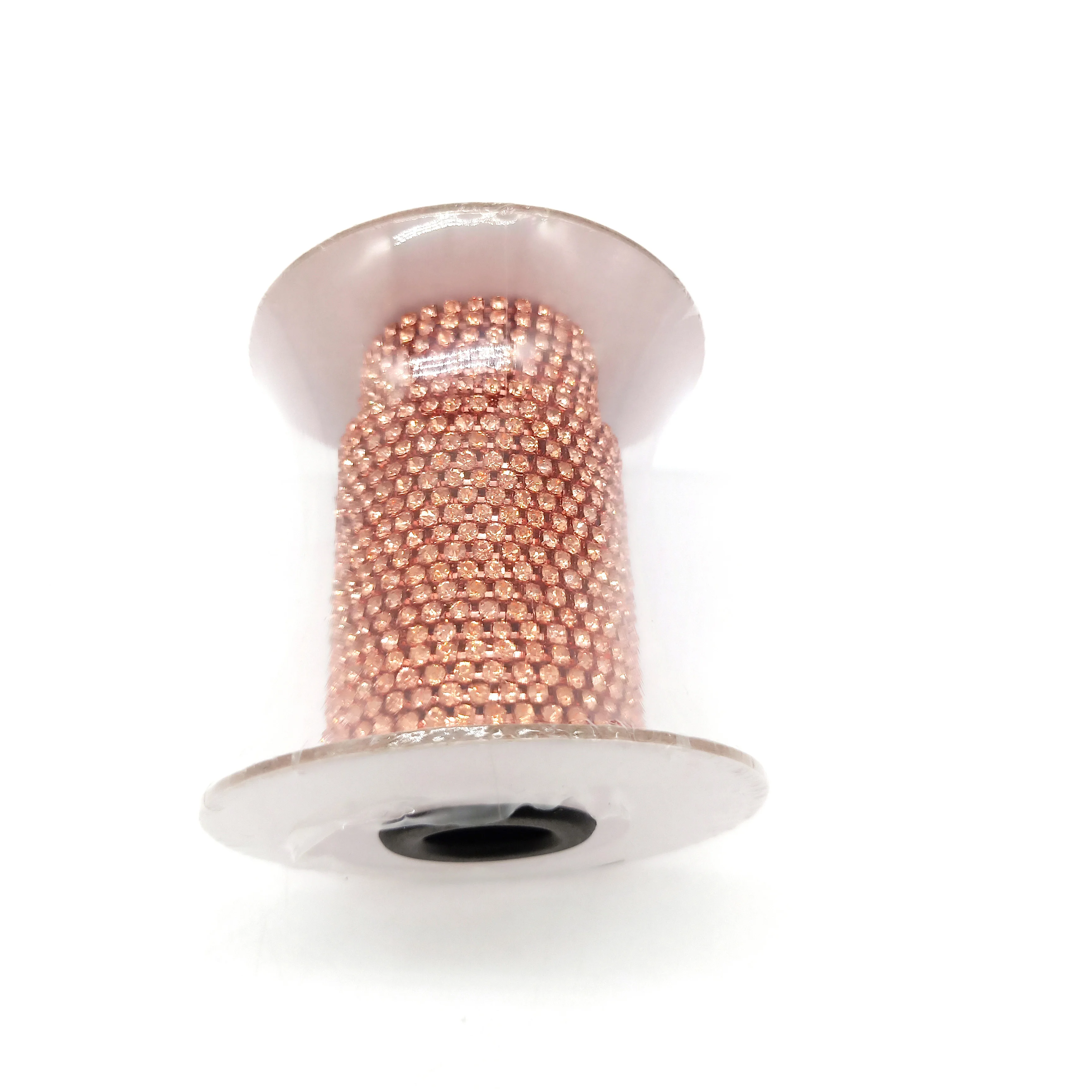 Wholesale Rose Gold Metal Cup Crystal Rhinestone Trimming SS12 Rhinestone Cup Chain for Garment