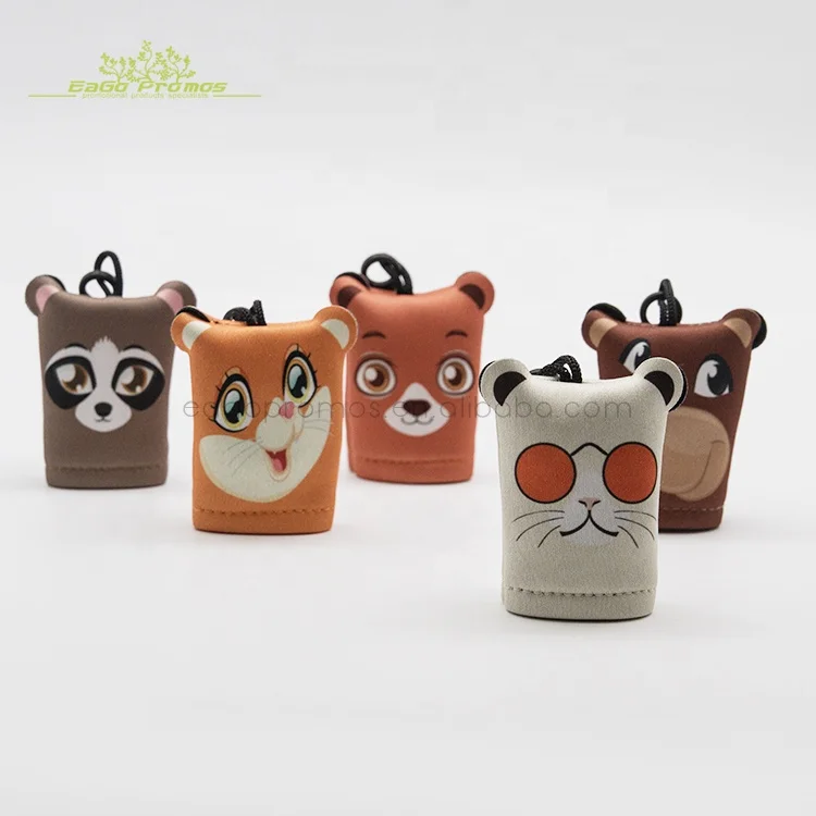 2024 2025 High quality Cheap Price Microfiber lens keychain cleaning cloth with neoprene pouch,for screen/lens/glass cleani