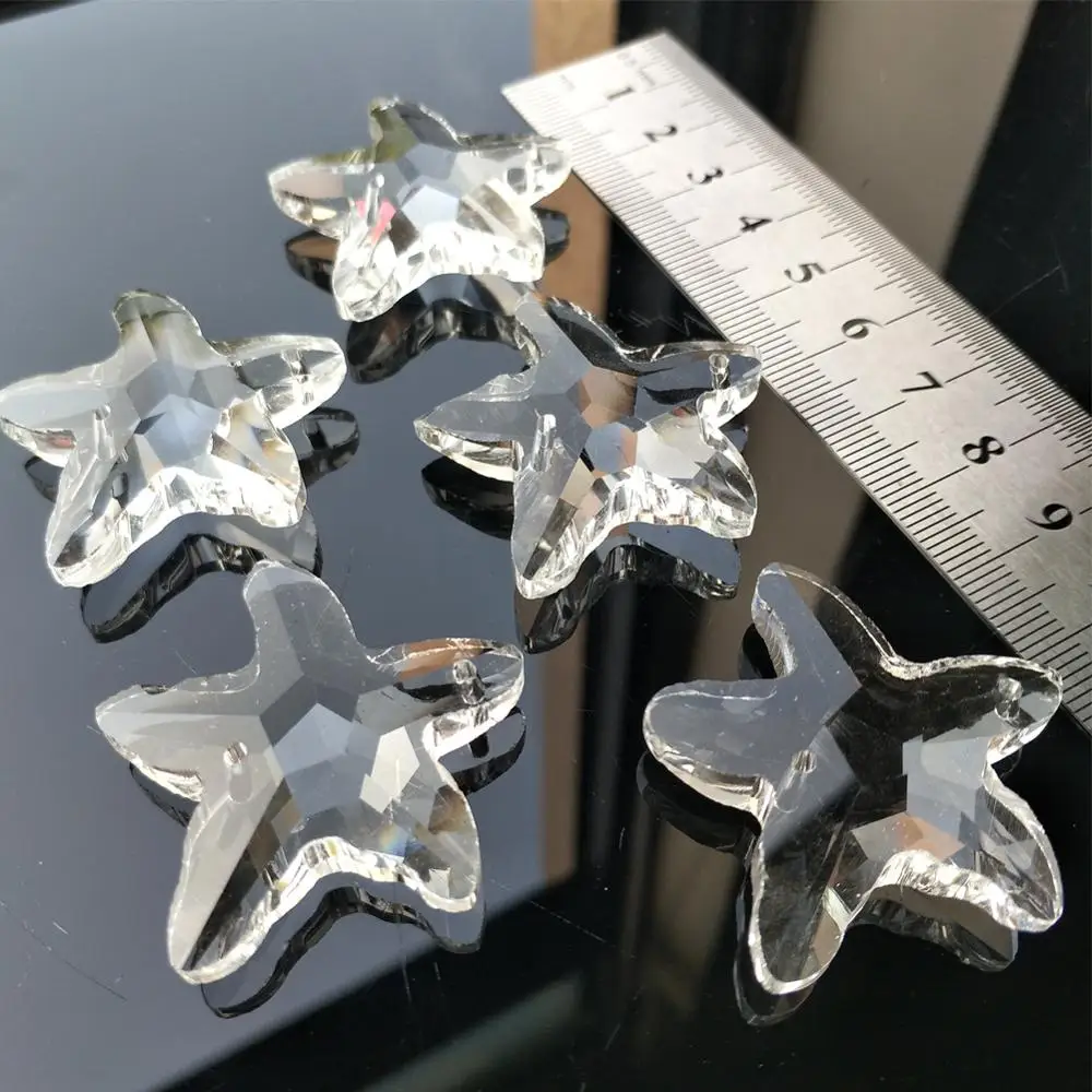 Transparent 38mm Pentagon Starfish Crystal Faceted Glass Beads Pendant For Chandelier Beaded Jewelry Decorate
