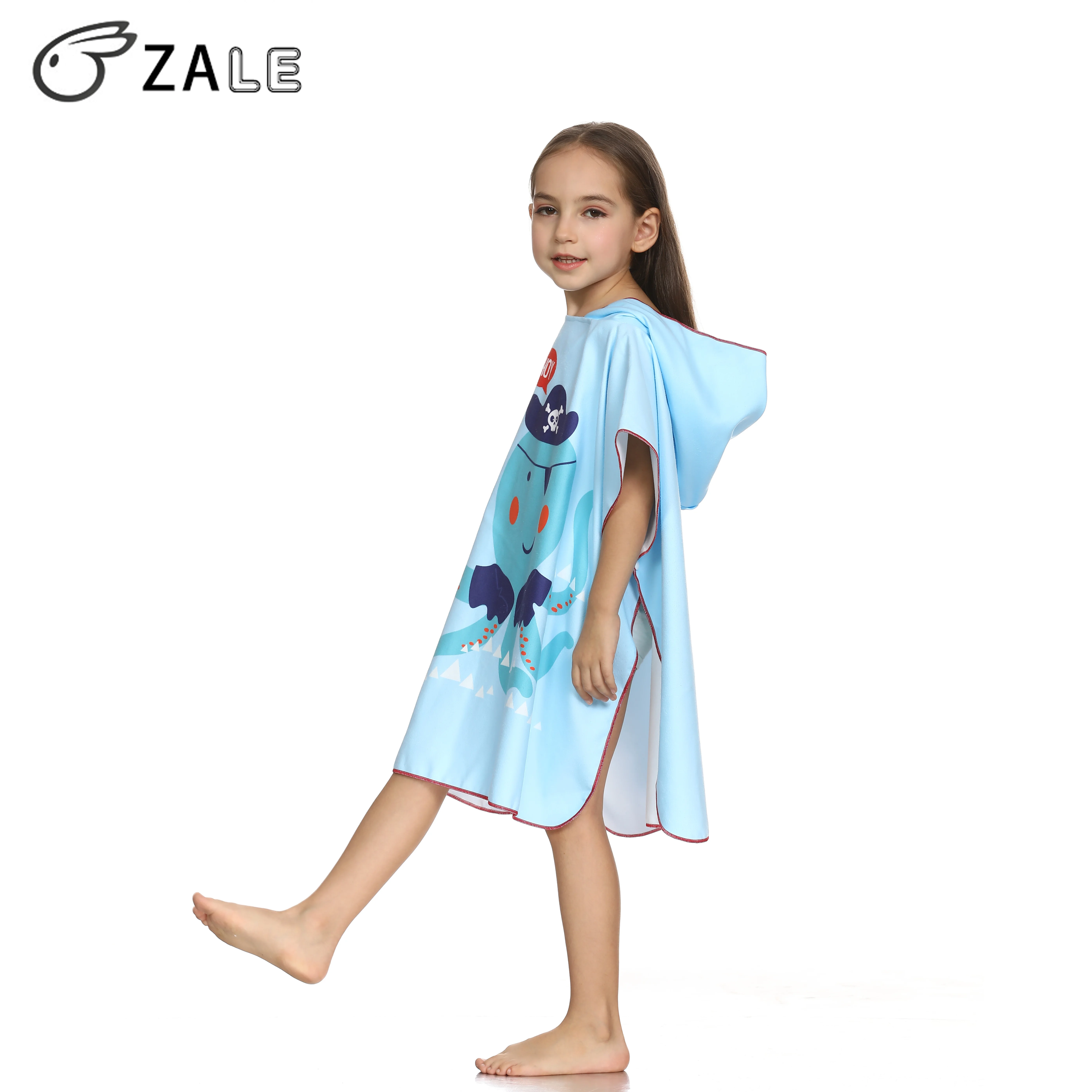Friendly Skin Children 2024 High Quality Zale Baby Pattern Fitted Beach Hot Sale octopus Hooded Towel