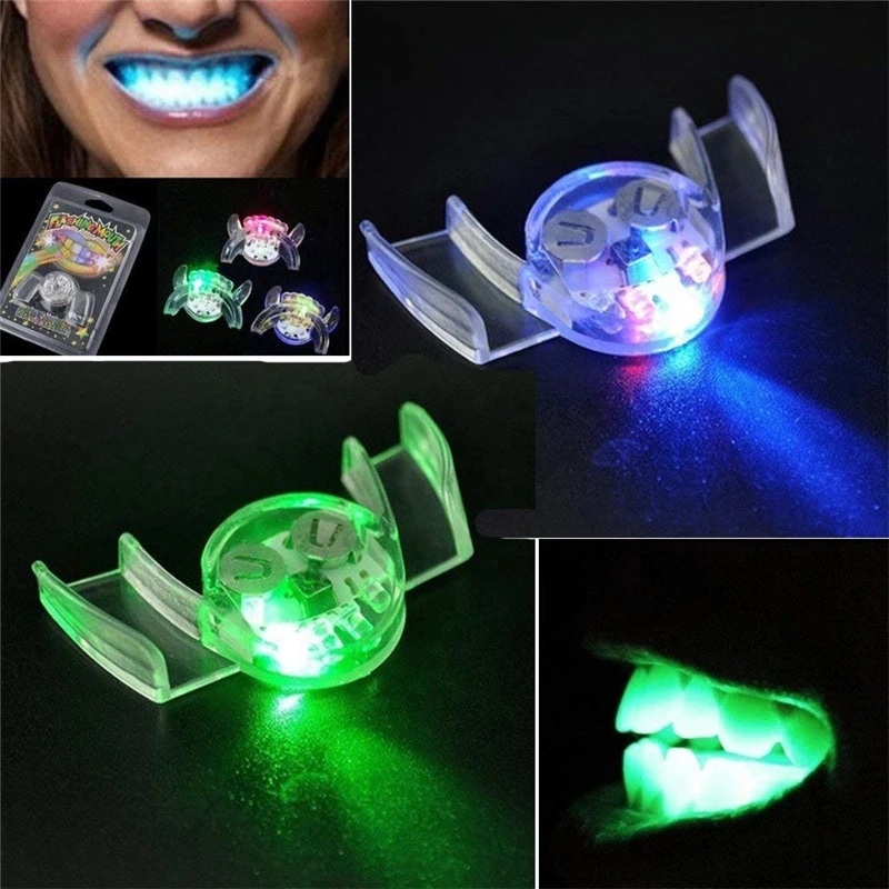 Flashing Led Light Up Mouthpieces,Teeth Makeup Cosplay Props Tricks Toy  Flashing Panda Blinking Mouth Braces Piece  Glow Teeth
