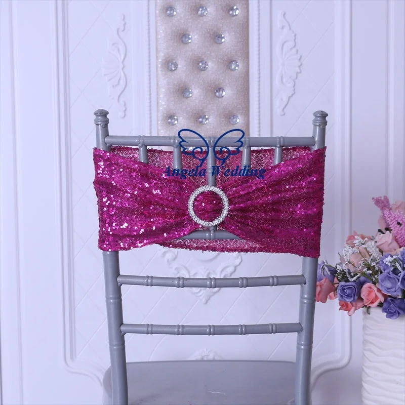 SH022J  Christmas cheap price wholesale red sequin chair band with buckle