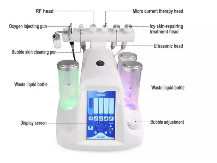 6 in 1 aqua water dermabrasion  multifunctional face clean facial massager beauty machine