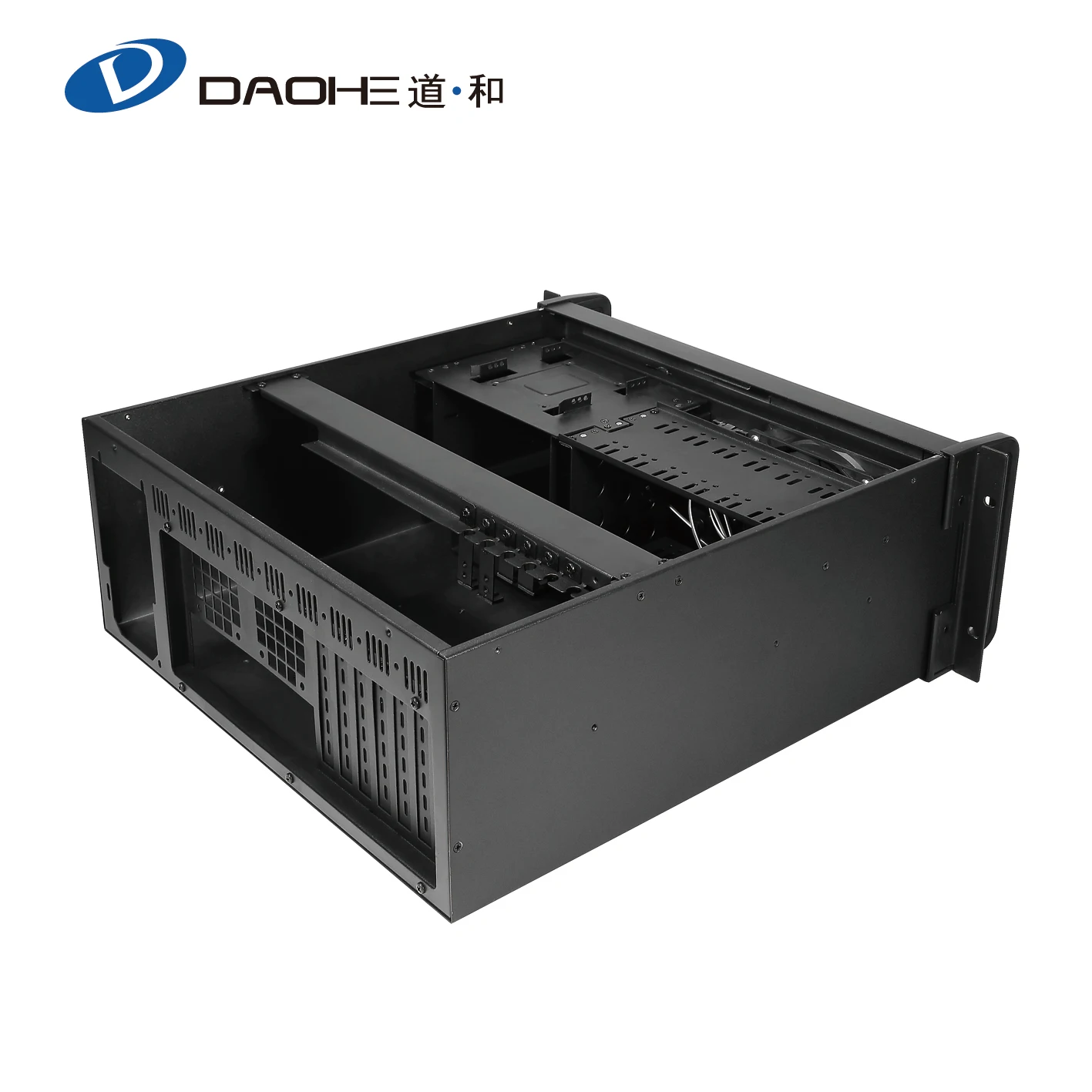Black 4U  server case  short 450mm  rackmount chassis 7bays industrail case