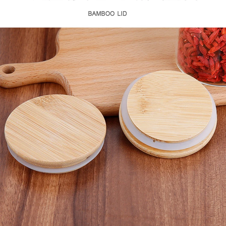 4 oz 8 oz 10 oz food spice glass wooden lid container storage jars for with bamboo cork lid