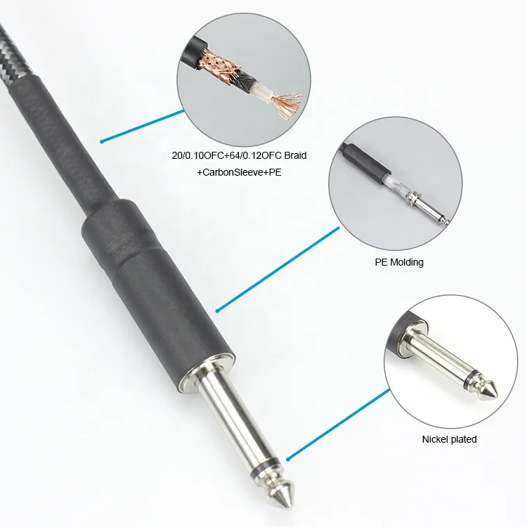 Соединительный кабель для электрогитары под прямым углом 3 м 6 м 10 м 6,35 мм