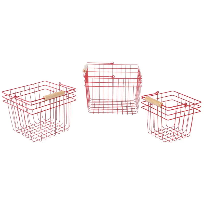 Высокое качество порошковое покрытие корзина для белья из нержавеющей стали металлический железной проволоки хранения вещей три штуки