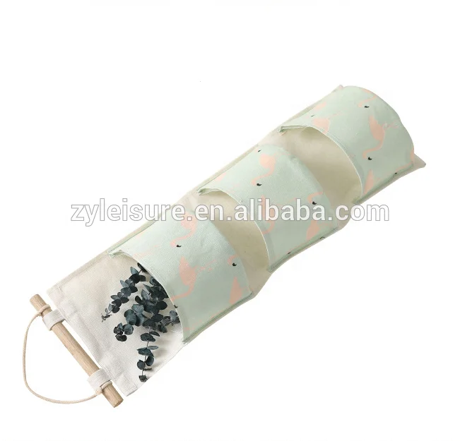 Cotton canvas Over The Door Magazine Storage Pockets /3 Pocket Fabric storage organizer/ Wall Door Closet Hanging Storage Bag