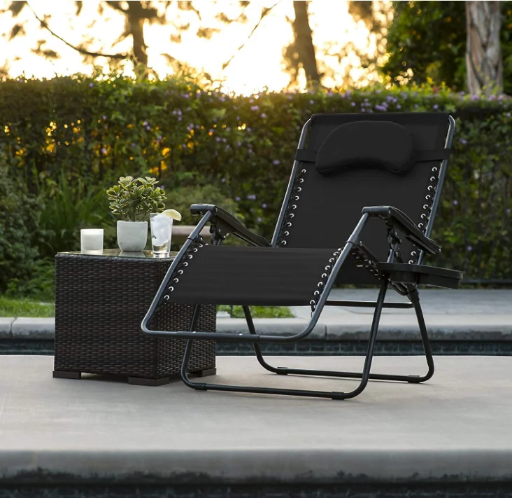 
Oversized Zero Gravity Reclining Lounge Folding Chair with Cup Holder 