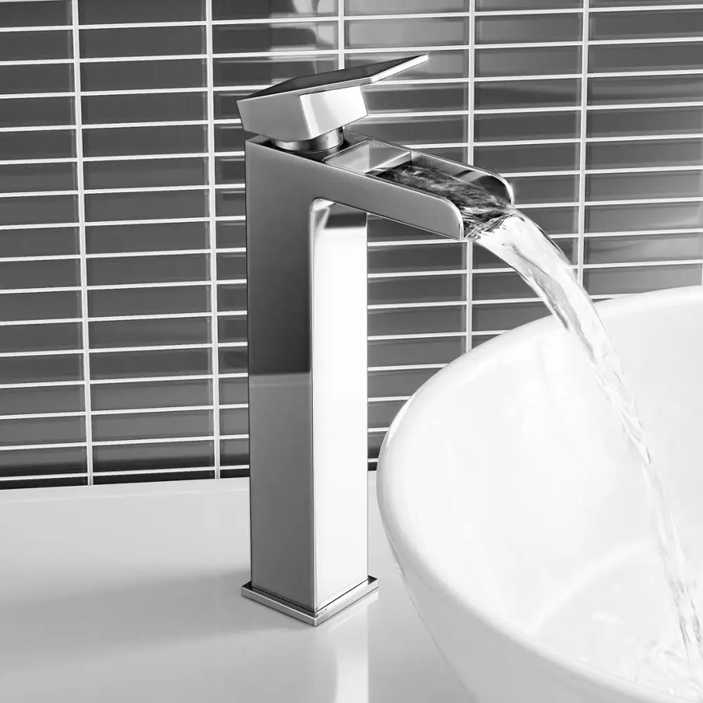 
Deck Mounted Single Hole Bathroom Wash Waterfall Basin Faucet 