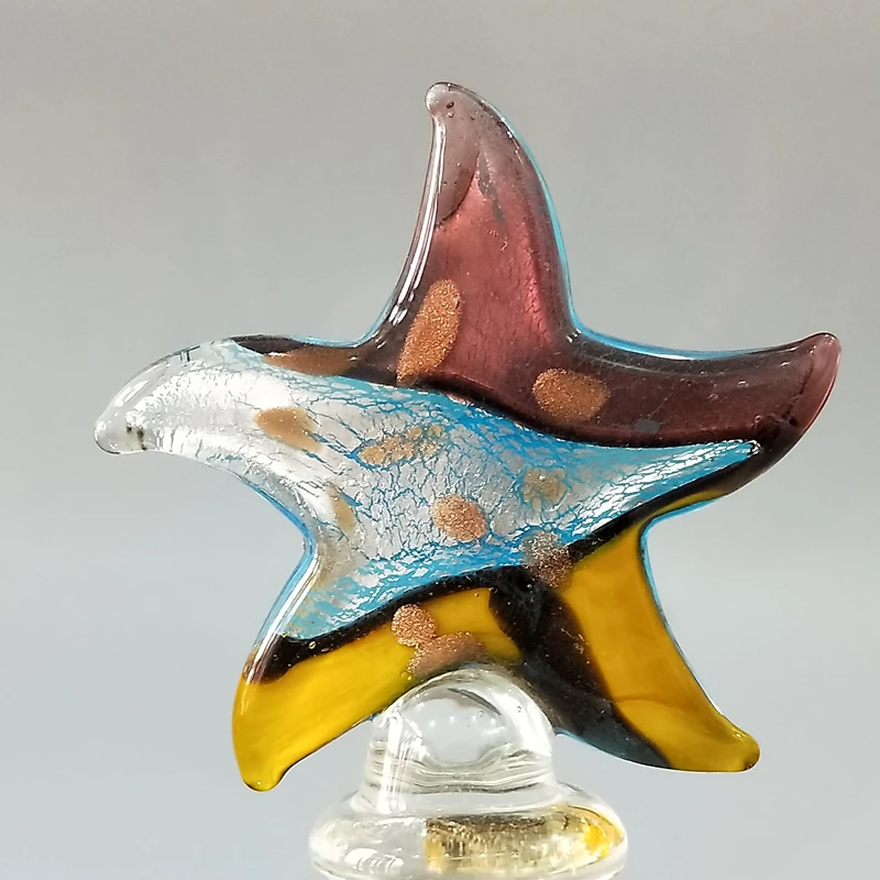 decorative colorful seastar murano glass wine bottle stopper