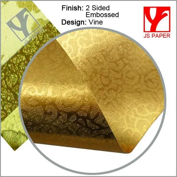 
125gsm glossy gold aluminium foil embossed paper for packaging Jewelry box 