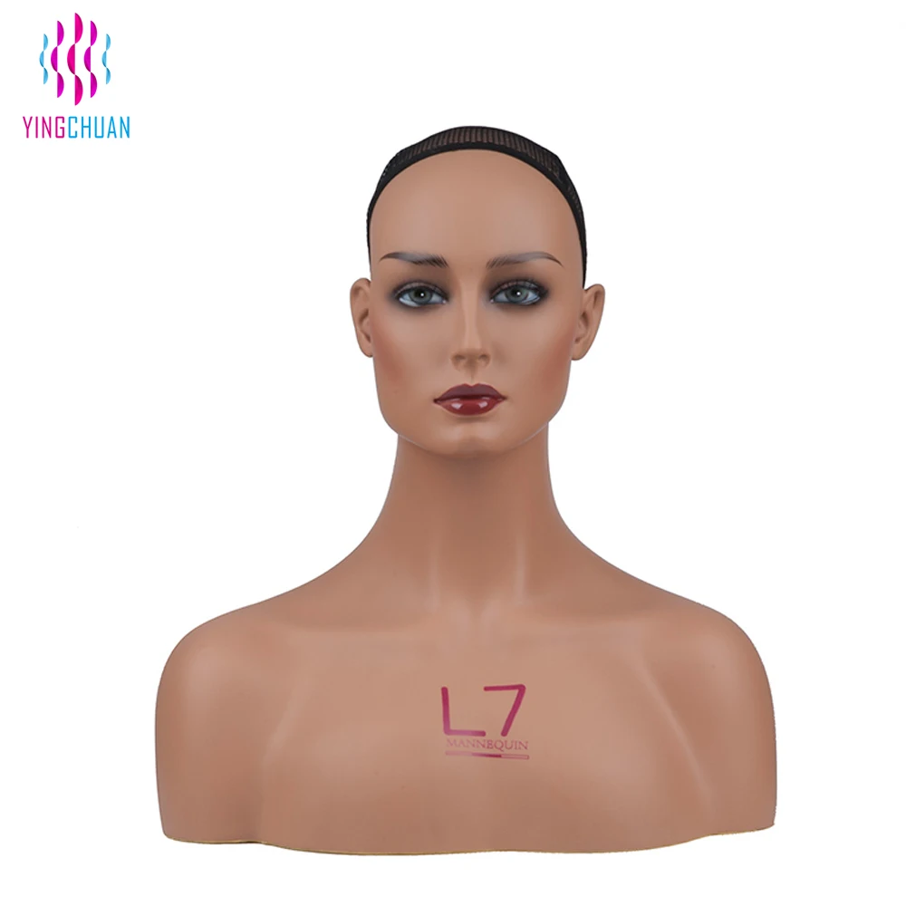 Female Mannequin PVC Manikin Head Realistic Mannequin Head Bust Wig Head Stand for Wigs Display Making Styling