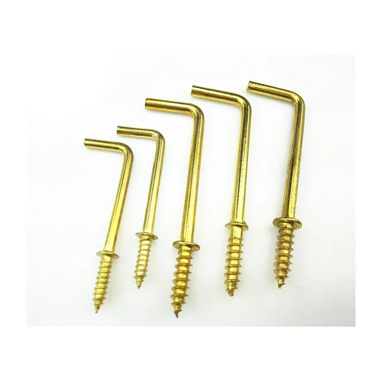 Self Tapping Screw Golden Color L shape key hooks eye bolt wooden hook screw