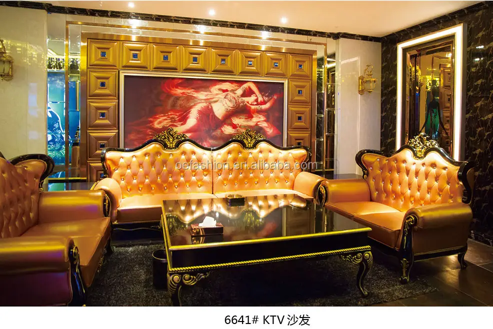 OE-FASHION Customized Luxury New Classic Solid Wood Carving bar Nightclub Sofa Furniture