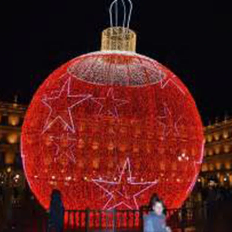 Outdoor commercial grade giant LED illuminated Christmas lights display walk through Christmas ball for winter holiday decor