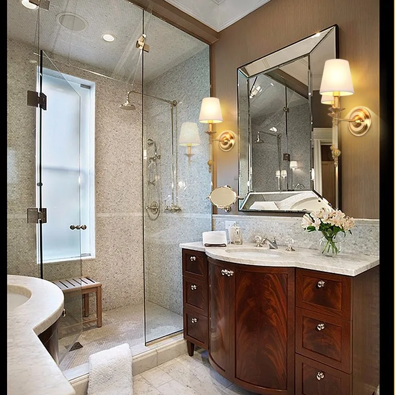 Modern simple brass fabric led wall lamp for living room bedroom