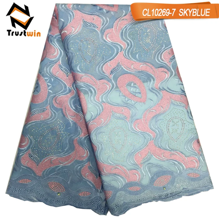 New design mixed colour swiss voile lace cotton lace embroidery fabric