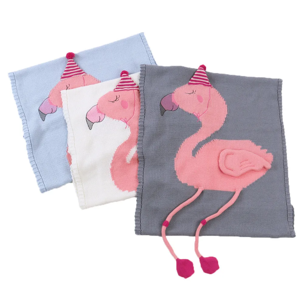 
60cm*120cm INS Innovative Cartoon Pink Flamingo Animal Cute Baby Throw Blankets Sofa Bed Travel Plaids Wool Thread Blanket Child 