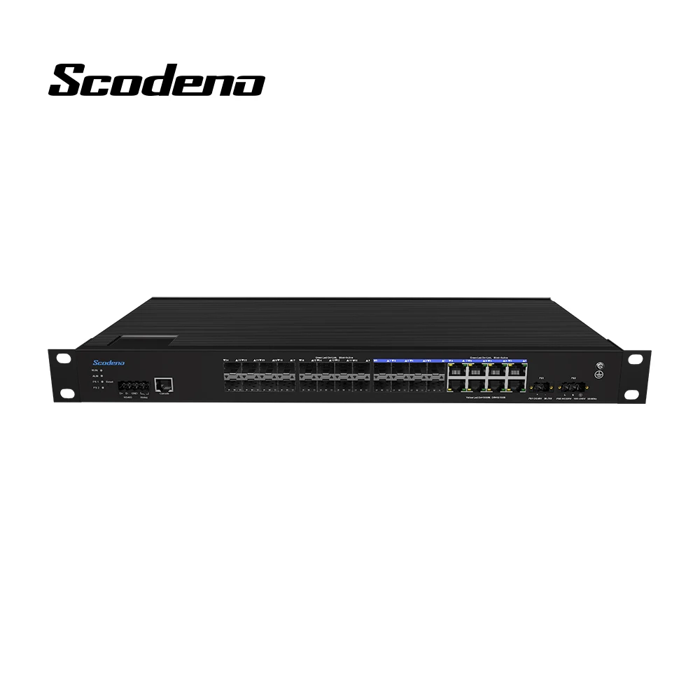 Control 16*1000Base-X 8*1000M Combo Port Industrial 24 Port Fiber Optic Switch