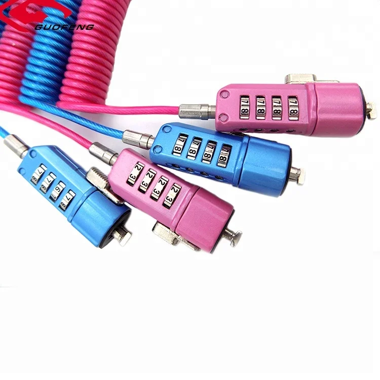 Colorful Factory Wholesale Spring Cable Number Combination USB Laptop Lock