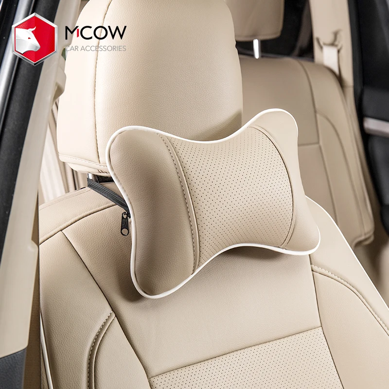Mcow 2021 Fashion Leather Adult Lumbar Rest Pillow Back Waist Support Car Seat Cushion