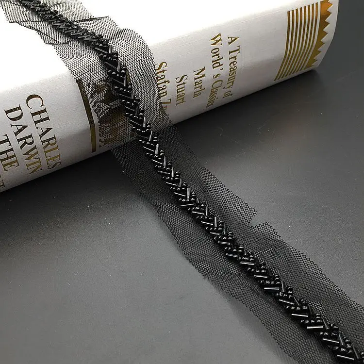 Wedding Dress Collar Sleeve African Lace Fabric Applique Beaded Lace Trim