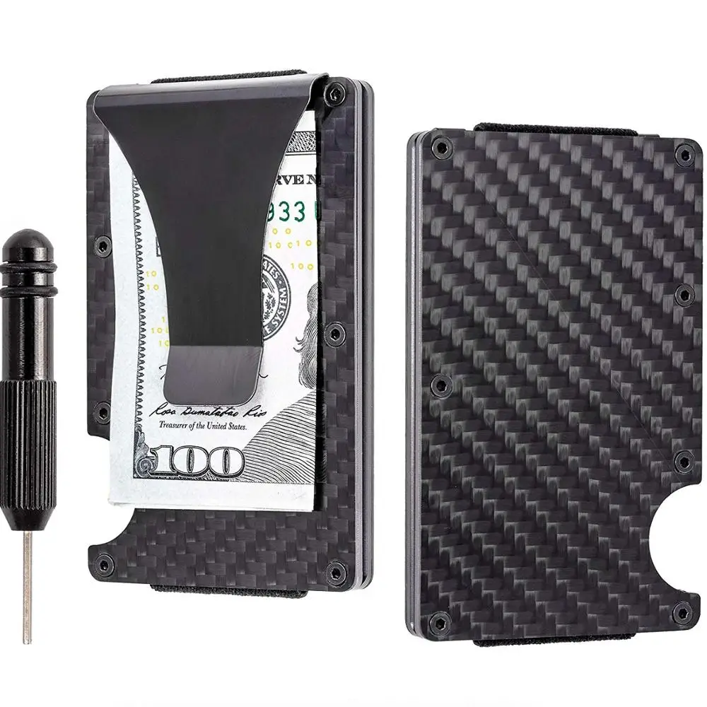 Кошелек из углеродного волокна с логотипом на заказ, чехлы для кредитных карт, минималистичный кошелек с зажимом для денег, держатель для карт, кошелек