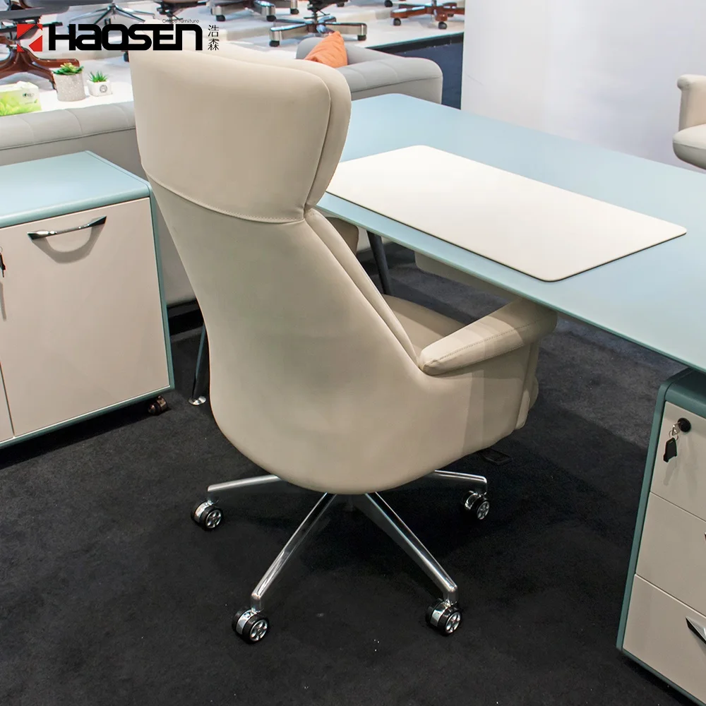 Simple modern I shaped Blue computer desk director office desk for executive Working office furniture(09002)