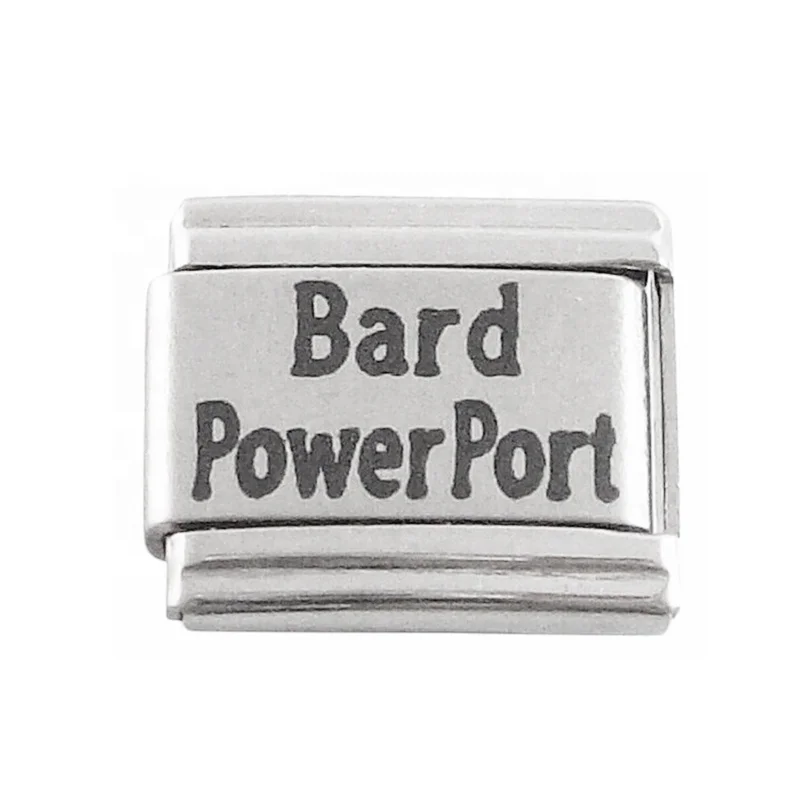 Adjustable Stainless Steel composible links modular Bard PowerPort 9mm Laser Medical Alert Patent ID Italian Charm Bracelet