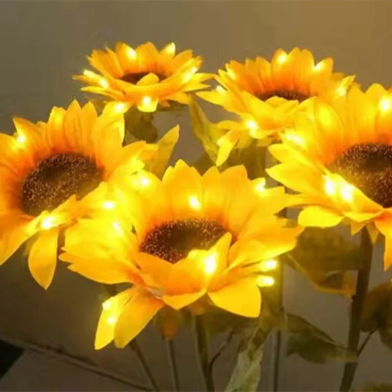 Promotional Holiday Decoration Lighting High-grade matte cloth Flower LED Sunflower Light