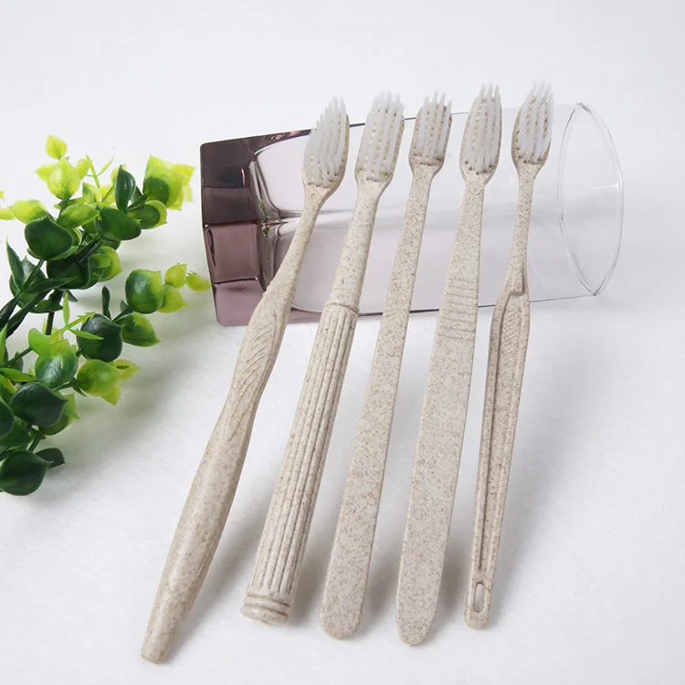 Custom Logo Eco Wheat Straw Formula Disposable Hotel Toothbrush