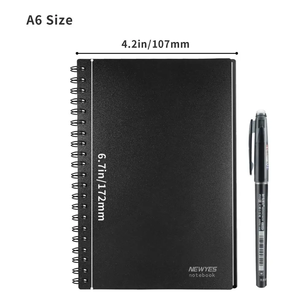 Premium Kids School A6 Divider Spiral Reusable Erasable Notebook Sketchbook Smart Book With Pen