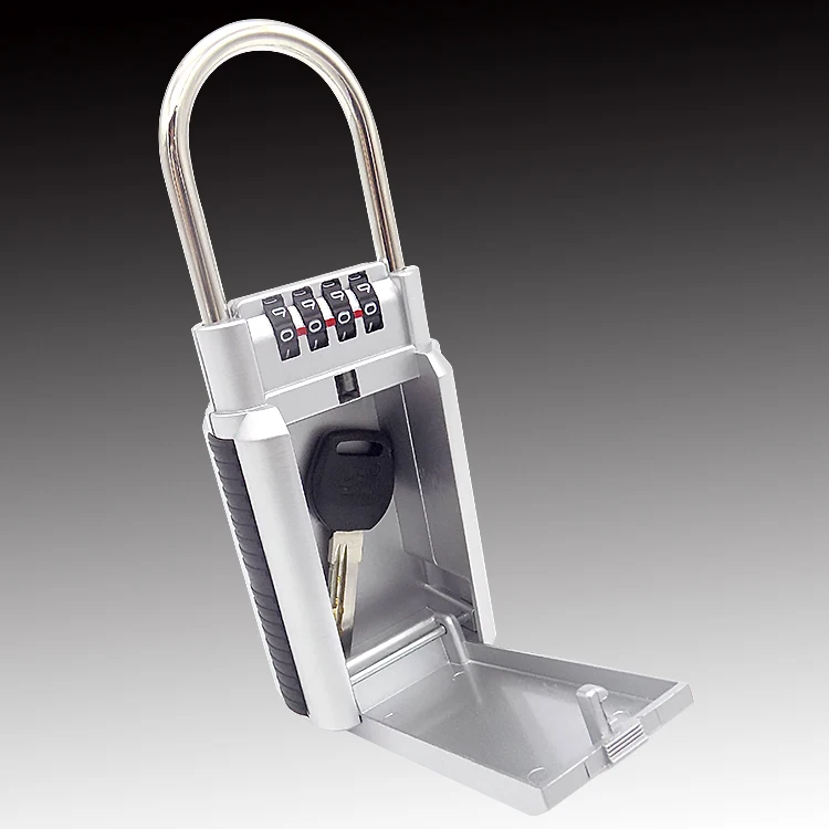 zinc alloy 4-letter digital push-button metal safe key lock box with steel hook wholesale