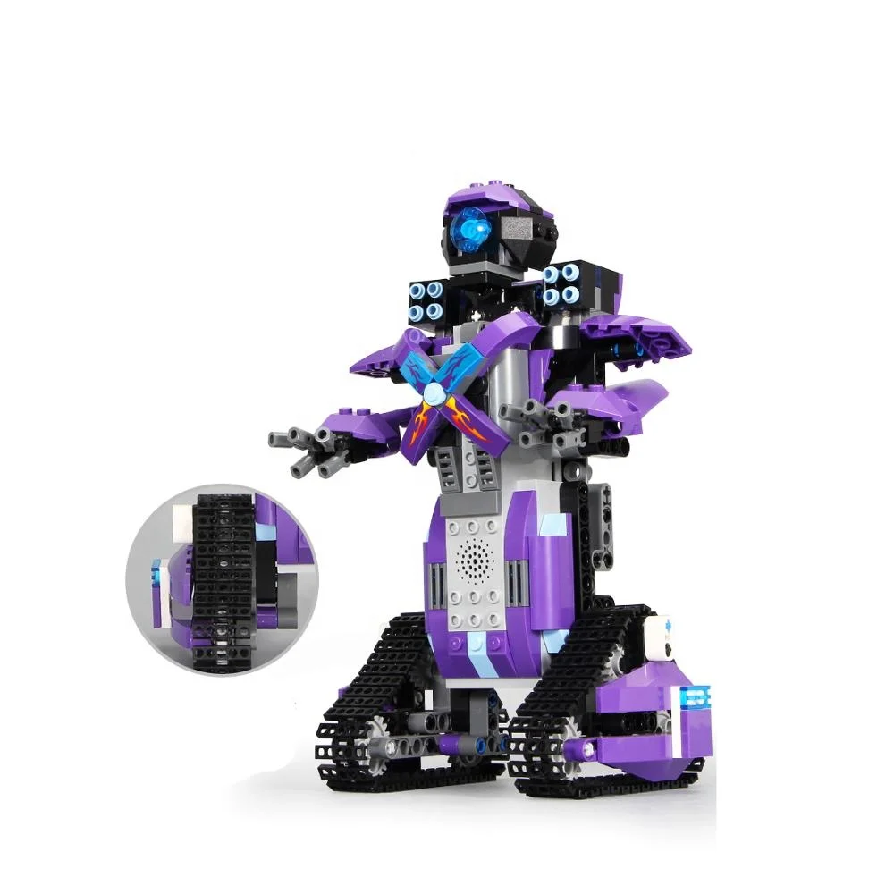 
331 pcs smart creativity module intelligent crawler belt toy USB charged plastic building block AI phone app control robot toy 
