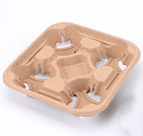 Reusable Take Away Disposable 2 or 4 Carrier Compartment Cavity  Coffee Tea Drink Paper Pulp Cup Carrier
