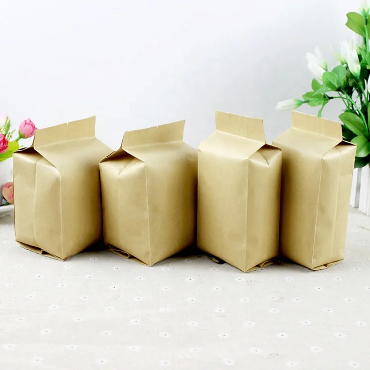 Side Gusset Metallized Kraft Paper Aluminum Foil Lined Heat Sealable Food Storage Packaging Pouches With Tear Notch