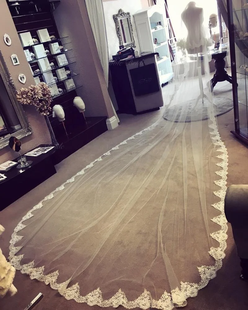 White Ivory Soft Cathedral Chapel Waltz Length Bridal Veil