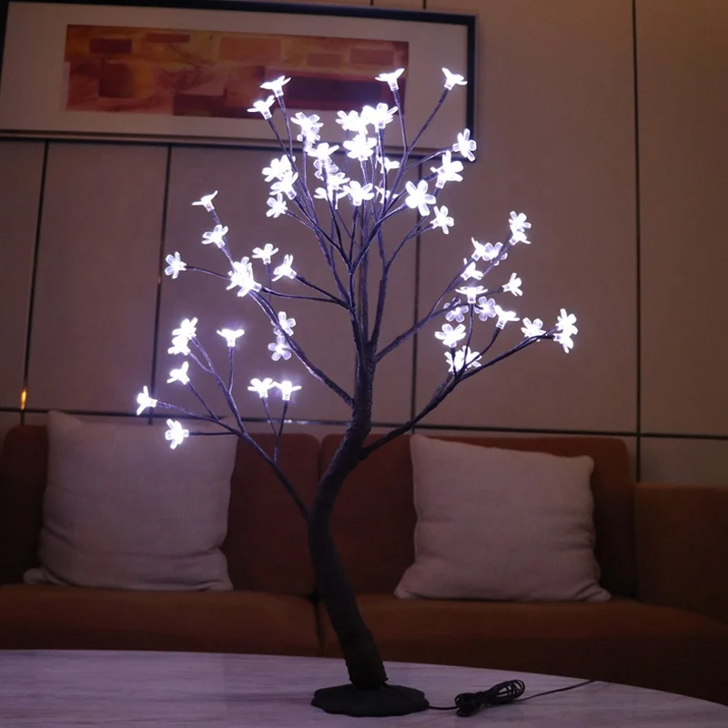 Светодиодный искусственный цветок вишни, декоративный цветок, искусственное дерево, внутреннее освещение растений