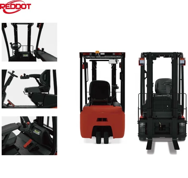 REDDOT Lithium battery operated three wheel Electric Forklift Truck with fingertip control