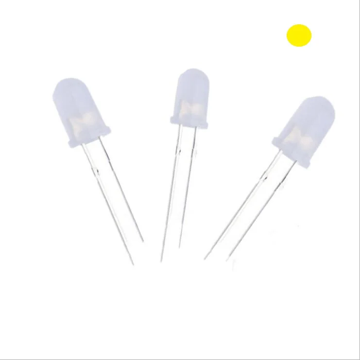 Рассеянный светодиод F5 5 мм круглая головка длинная ножка желтый 2 контакта подсветка