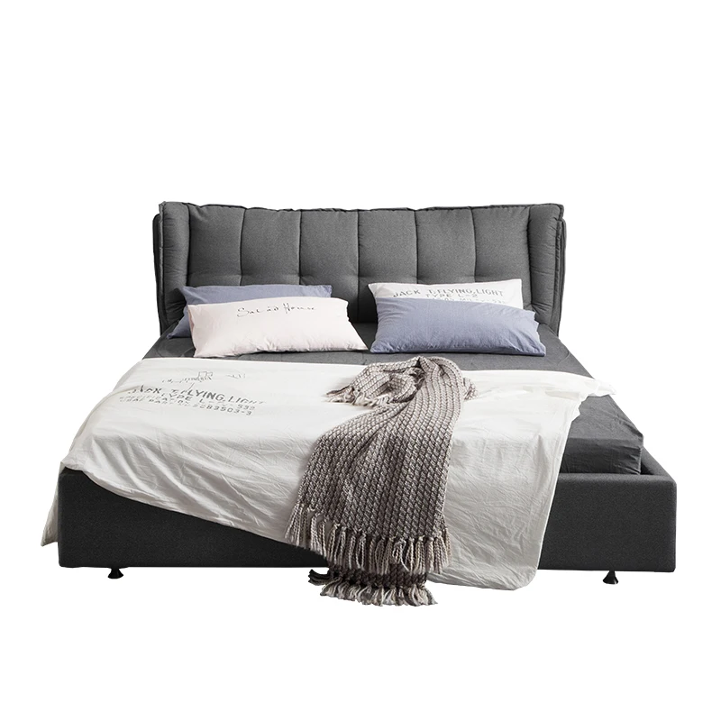 Главная спальня современный стиль мебель дизайн спальный Queen размер мягкая ткань кровать
