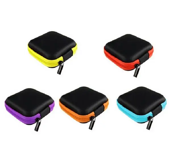 7cm * 7cm * 3cm  portable EVA square Pocket Collection Hard carrying Case Earphone bag