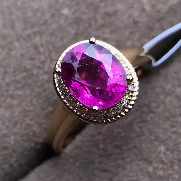 18K gold South Africa real diamond 1.95ct natural red oval facetted cut tourmaline classic style ring for female