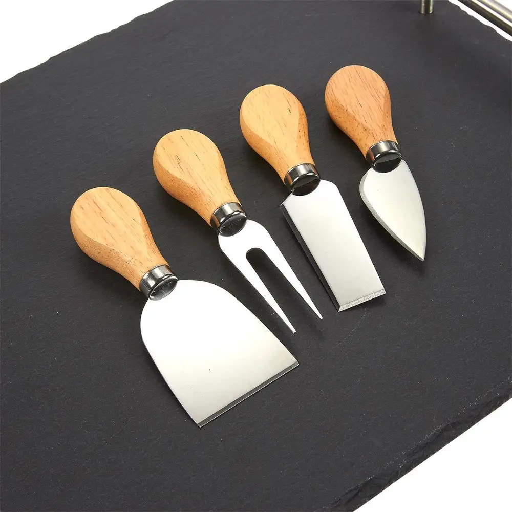 15 x 12 Inches Slate Cheese Cutting Board Set with 4 Cheese Knife,  3 Cheese Markers, 2 Chalk Pens