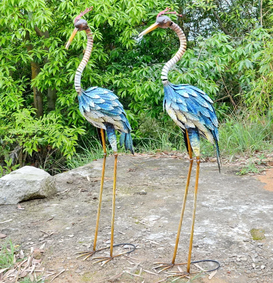 outdoor large statue craft art decorative crane bird Garden Metal