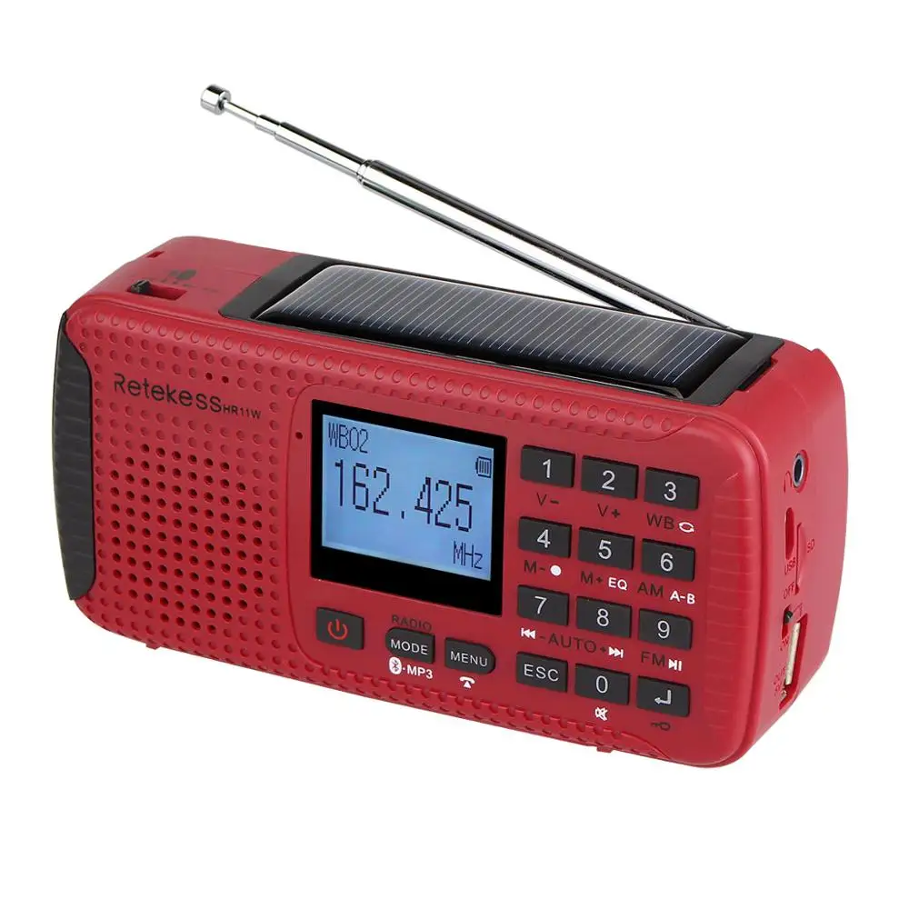 Portable FM AM NOAA Weather Emergency Radio Hand Crank Solar MP3 Player Digital Radio Recorder Retekess HR-11W
